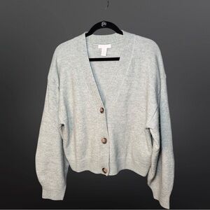 H&M Light Green Button-Up Cardigan